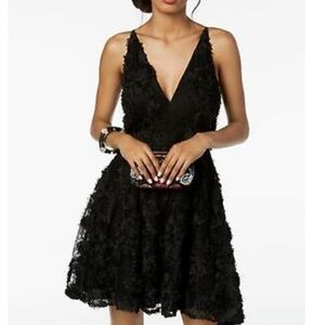 NWT xscape black applique floral lace dress size 8